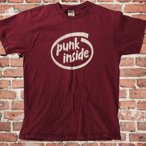 Punk Inside T-Shirt Medium Unisex Red Lifestyle Music Culture Streetwear Issues